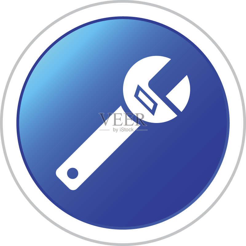圆形按钮上的扳手图标 - StickerSeries图标素材