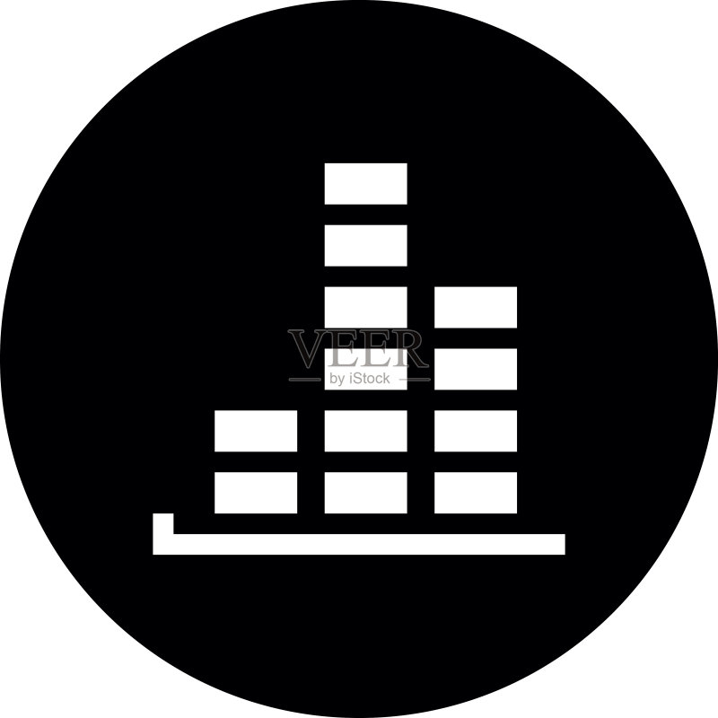 圆形按钮上的条形图图标 - DimSeries图标素材