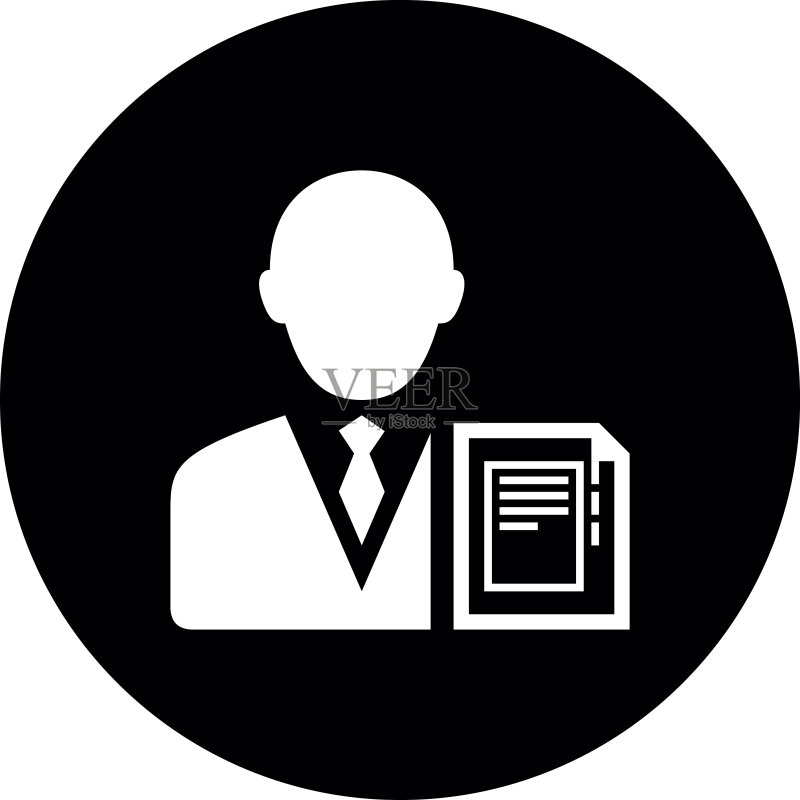 圆形按钮上的商务人士图标图标素材