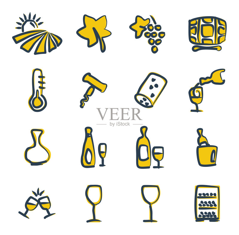手绘双色葡萄酒图标图标素材