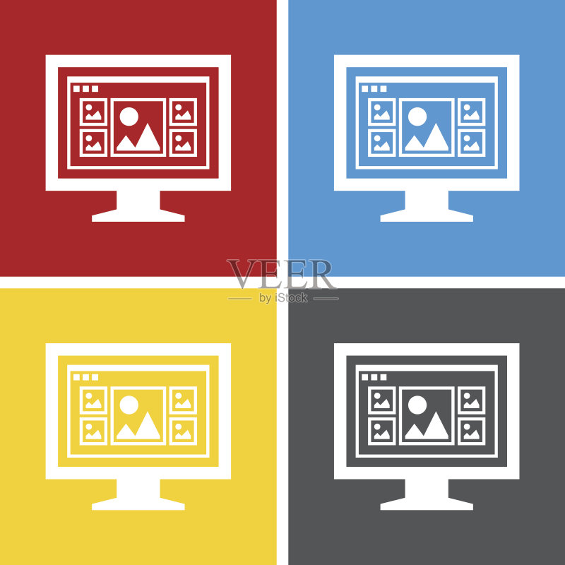 计算机显示器图标上的方形按钮。——SquareSeries图标素材