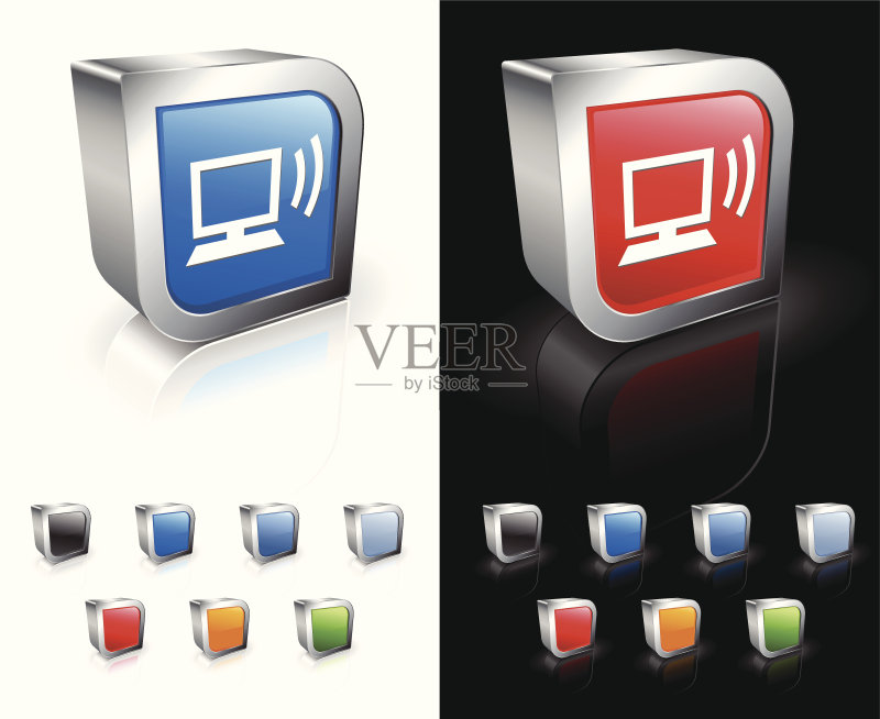 带无线网络的电脑方形免版税矢量图图标素材