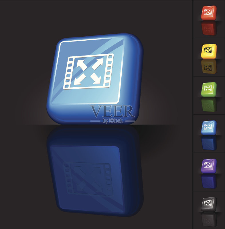 全屏视频3D按钮设计图标素材