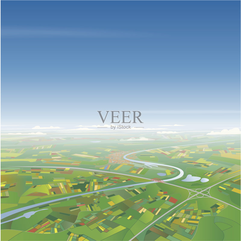 景观鸟瞰图正版插画素材