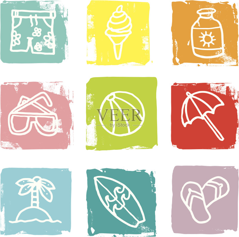 海滩和夏季图标组合图标素材