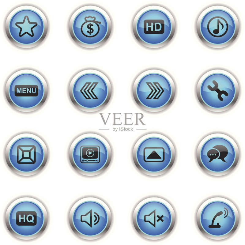 蓝色图标 - iPlayer界面图标素材