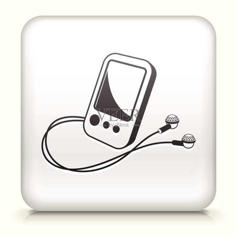 带有MP3播放器界面图标的方形按钮图标素材