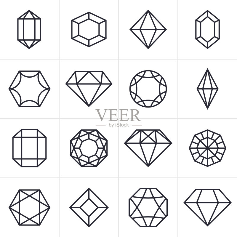 宝石和宝石图标和符号正版插画素材