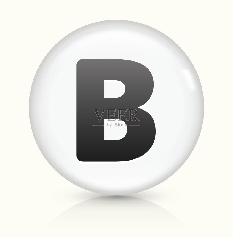 白色圆形矢量按钮上的字母B图标图标素材