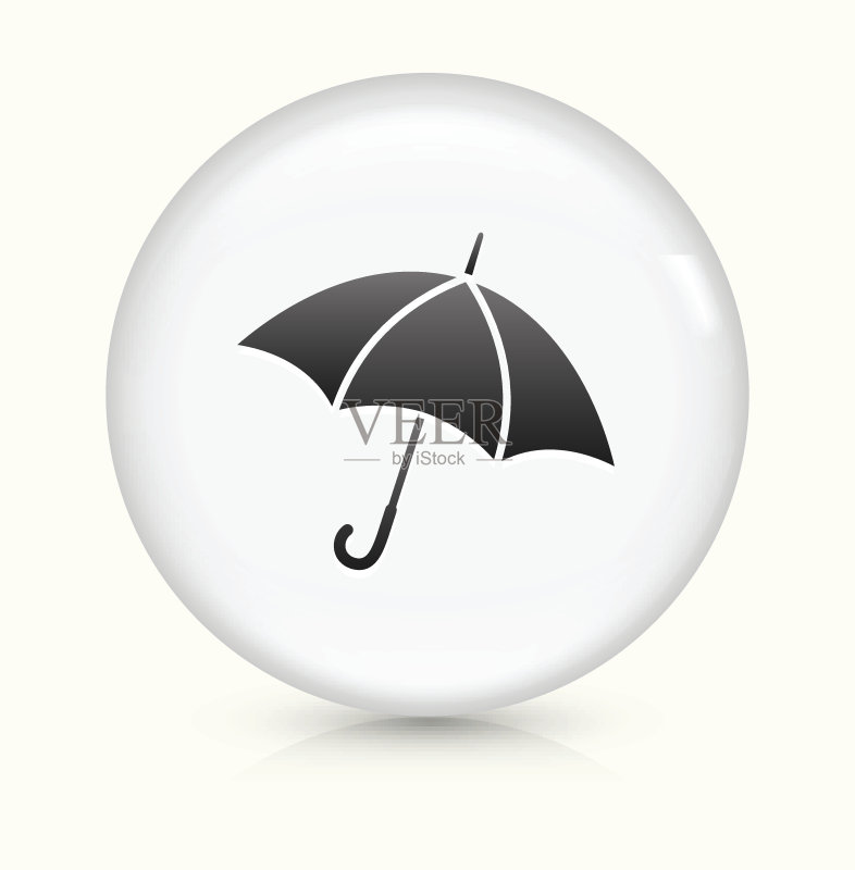 白色圆形矢量按钮上的雨伞图标图标素材