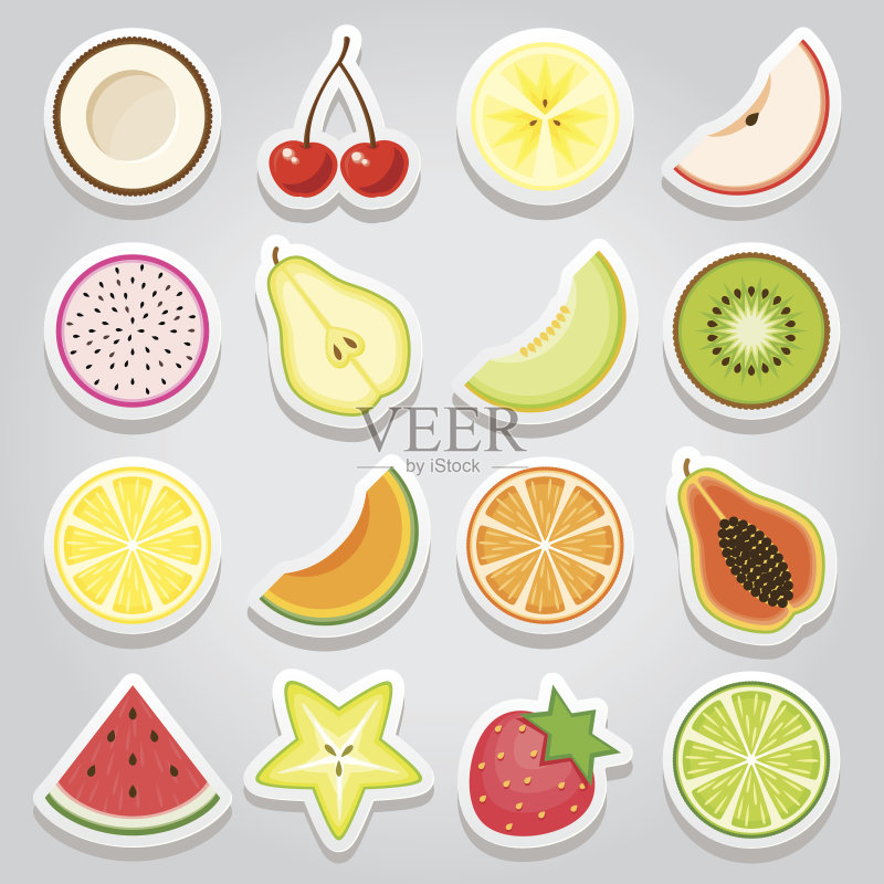 水果贴纸图标集图标素材