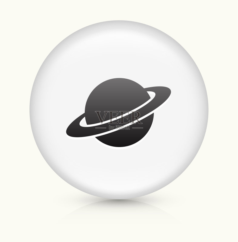 白色圆形矢量按钮上的土星图标图标素材