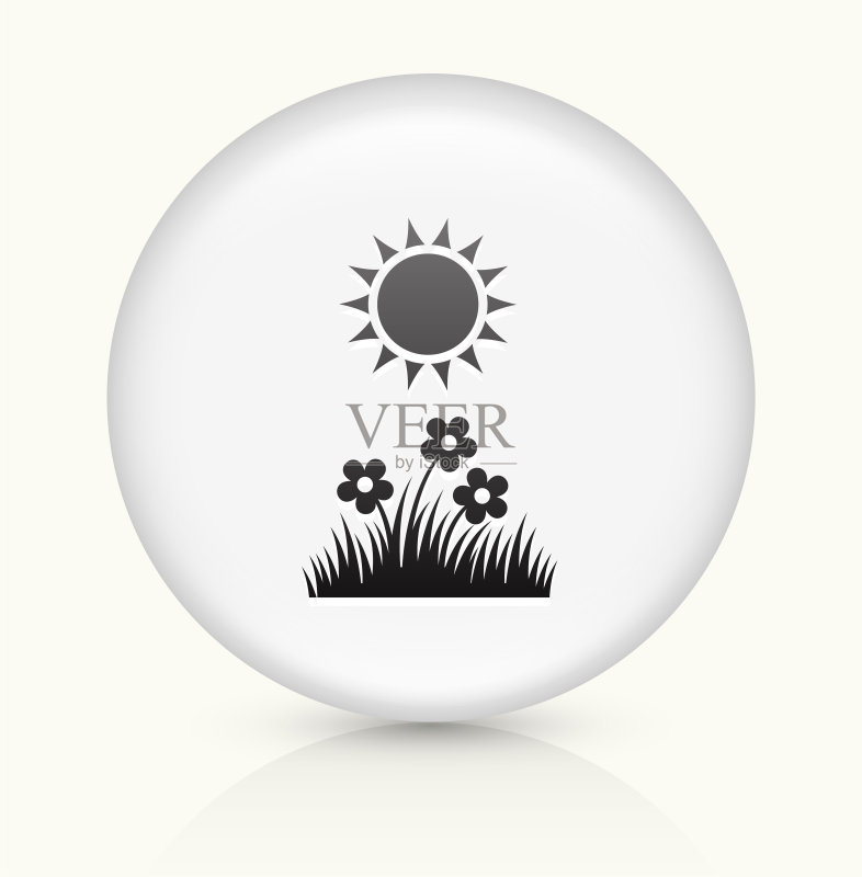 白色圆形矢量按钮上的夏日图标图标素材