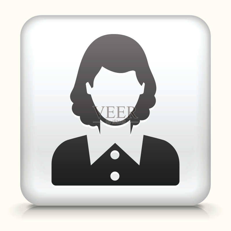 带女人脸的方形按钮免版税矢量图图标素材