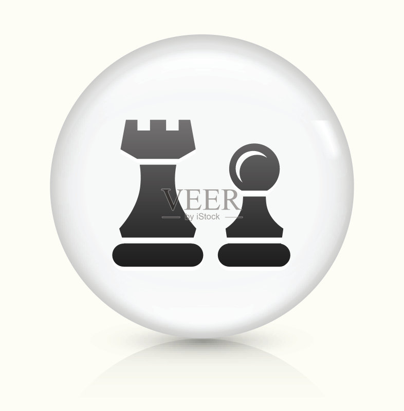 国际象棋棋子图标白色圆形矢量按钮图标素材