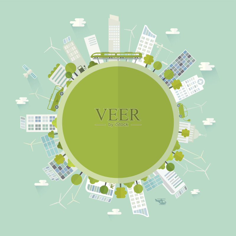 绿色城市正版插画素材