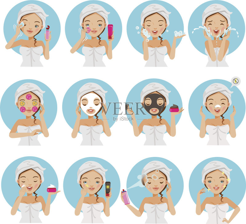 皮肤护理正版插画素材