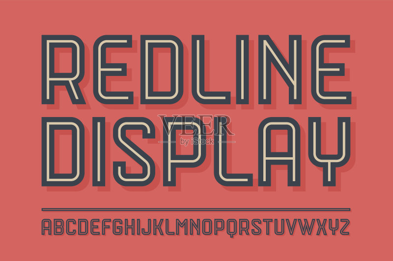 字母和字体带阴影的红线正版元素素材