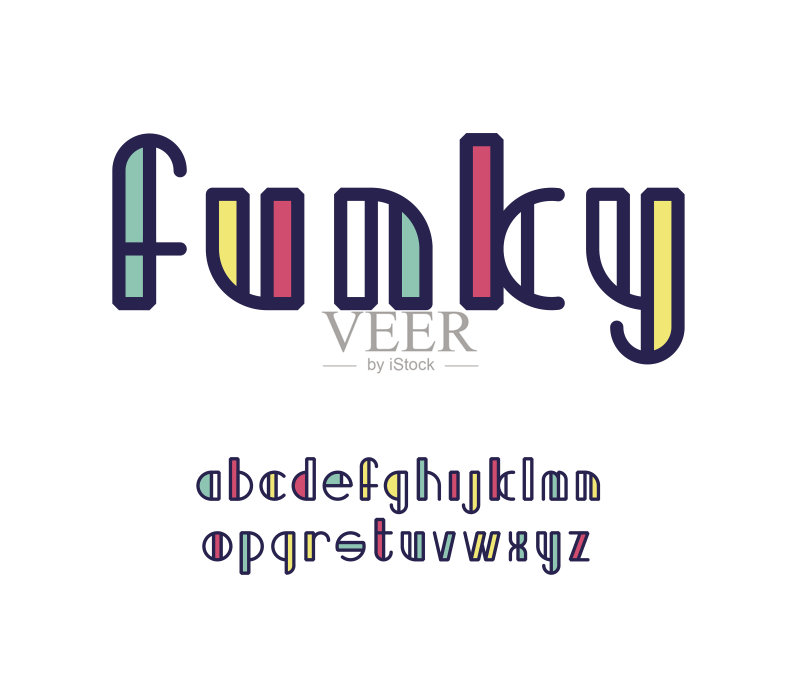 线条和颜色拉丁字体,装饰小写字母。正版插画素材