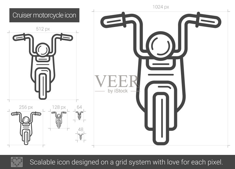 巡洋摩托车线条图标图标素材