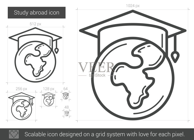 留学线性图标图标素材