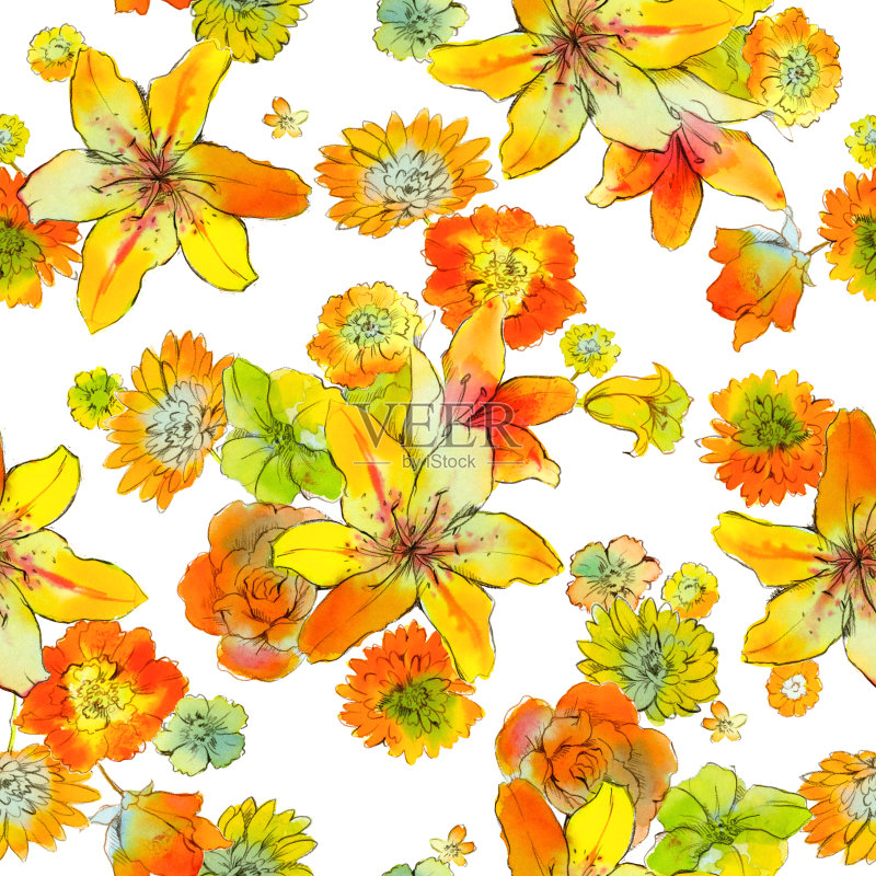 花朵图案正版插画素材