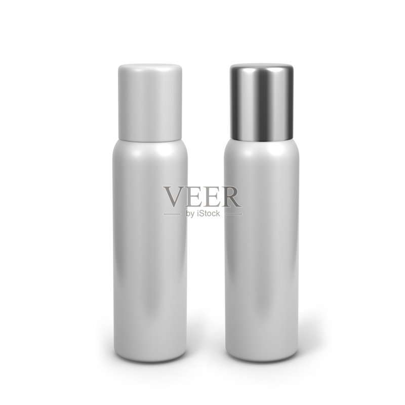 圆肩香体喷雾白色3d逼真渲染模拟空白模板。正版图片素材