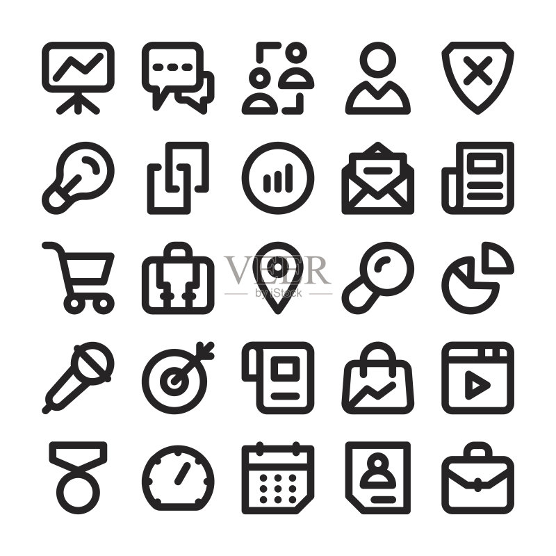 SEO和数字营销线性矢量图标2图标素材
