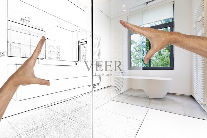 计划装修的现代豪华浴室正版图片素材