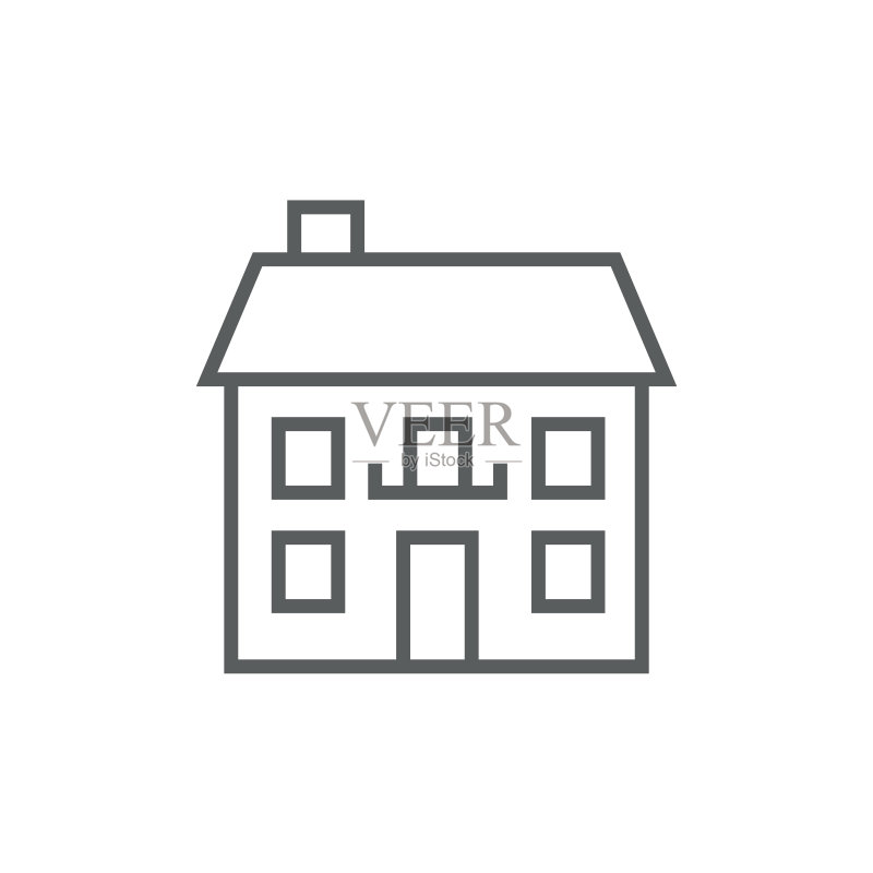 两层独立式住宅线条图标图标素材