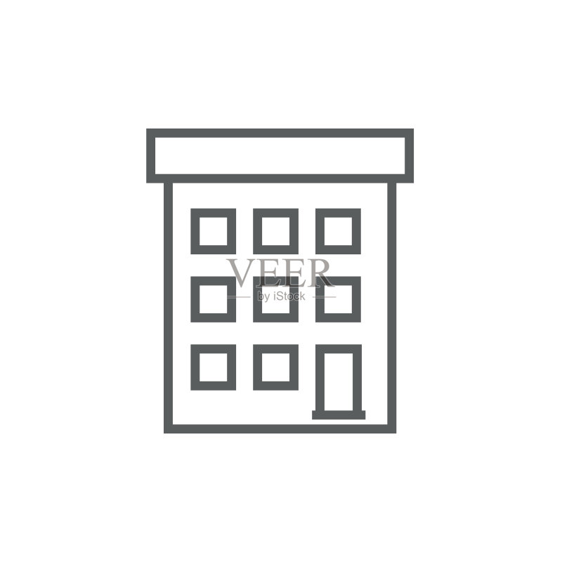 公寓建筑线性图标图标素材