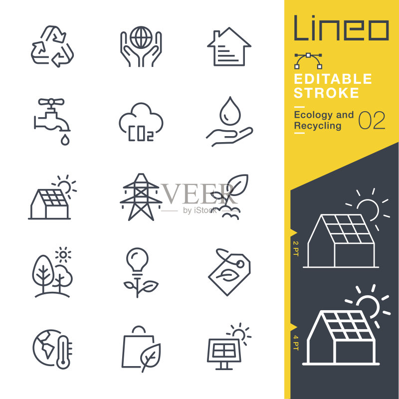 线条可编辑的笔触-生态和循环线图标正版元素素材