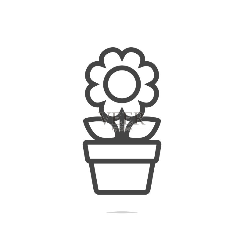 盆栽花卉矢量图标图标素材