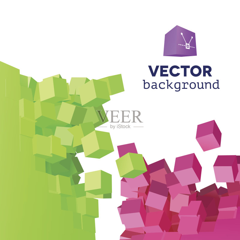 矢量三维爆炸背景立方粒子正版插画素材