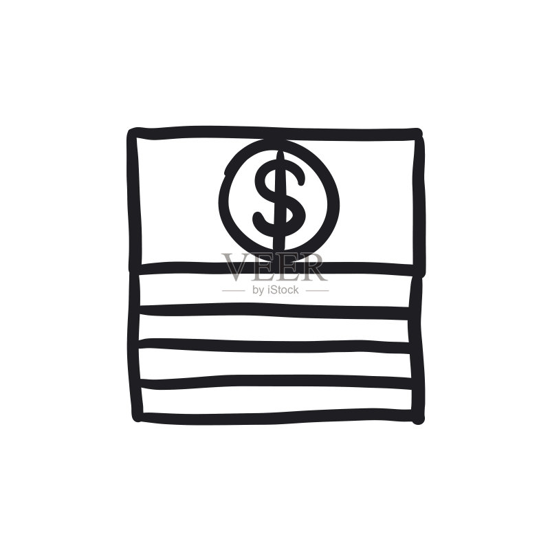 美元钞票堆叠素描图标图标素材