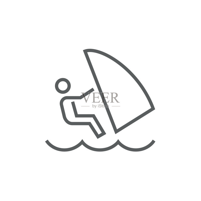 风帆冲浪线形图标图标素材