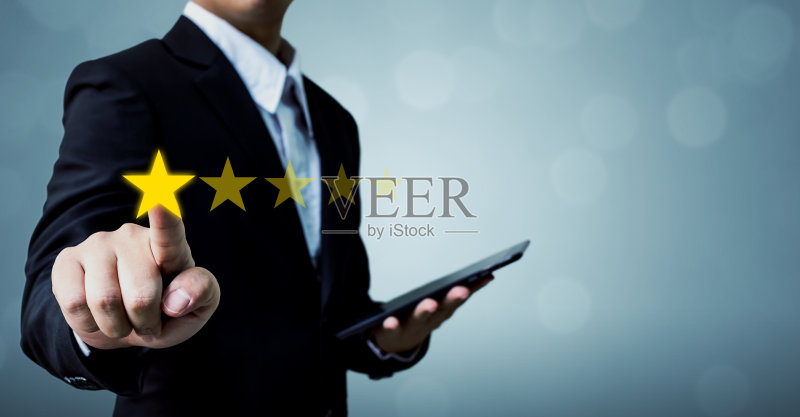 评价提升公司理念,商家手触五星正版图片素材