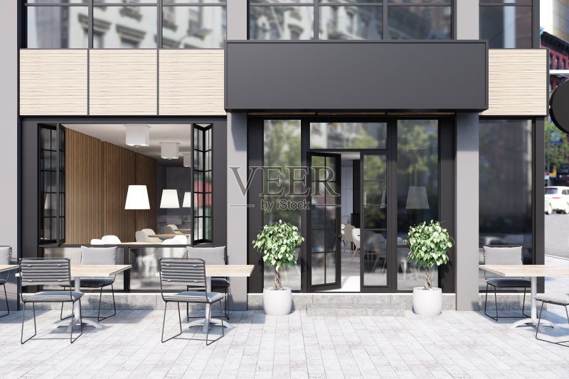 咖啡馆内部有一个矩形标志正版图片素材