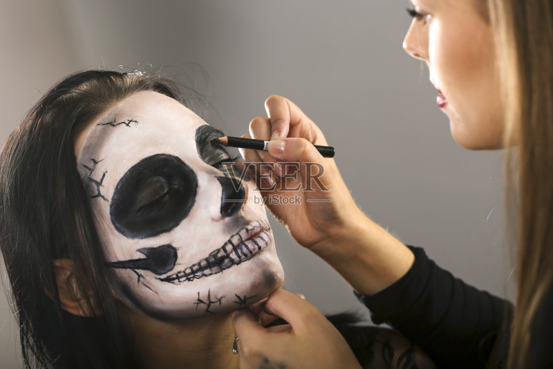 糖头骨化妆正版图片素材