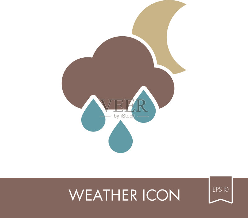 雨云月亮图标图标素材