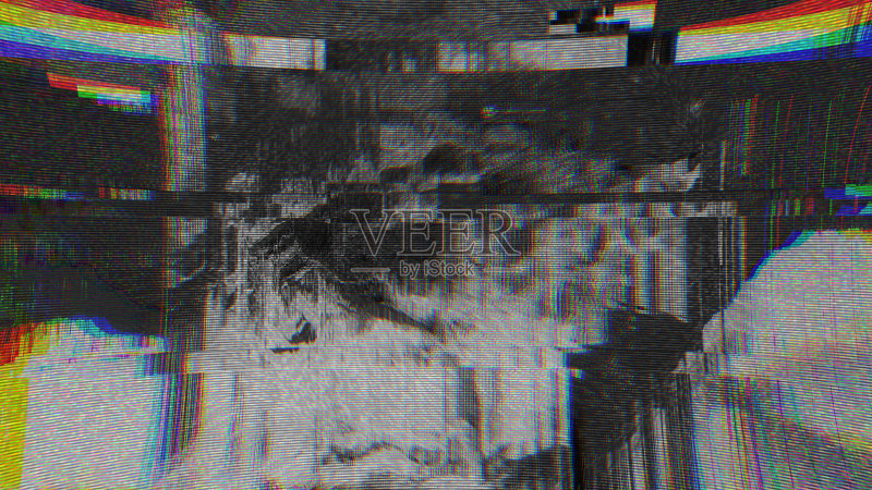 独特设计的抽象数字像素噪声故障错误视频破坏正版图片素材