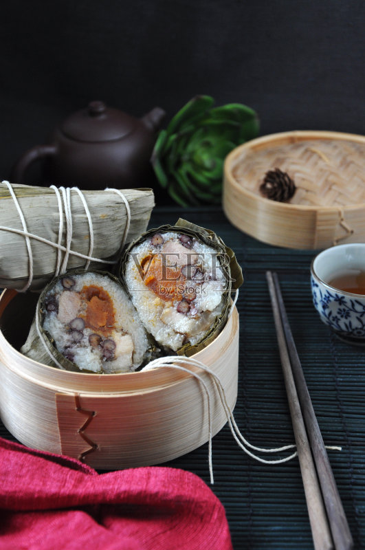 竹蒸包粽子正版图片素材