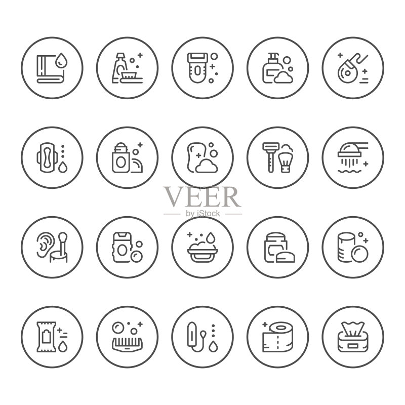 卫生圆形线条图标套装图标素材