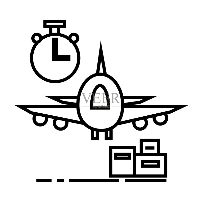 航空物流,快速递送矢量线条图标图标素材