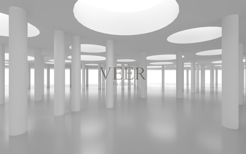 带有阳光的白色建筑空间正版插画素材