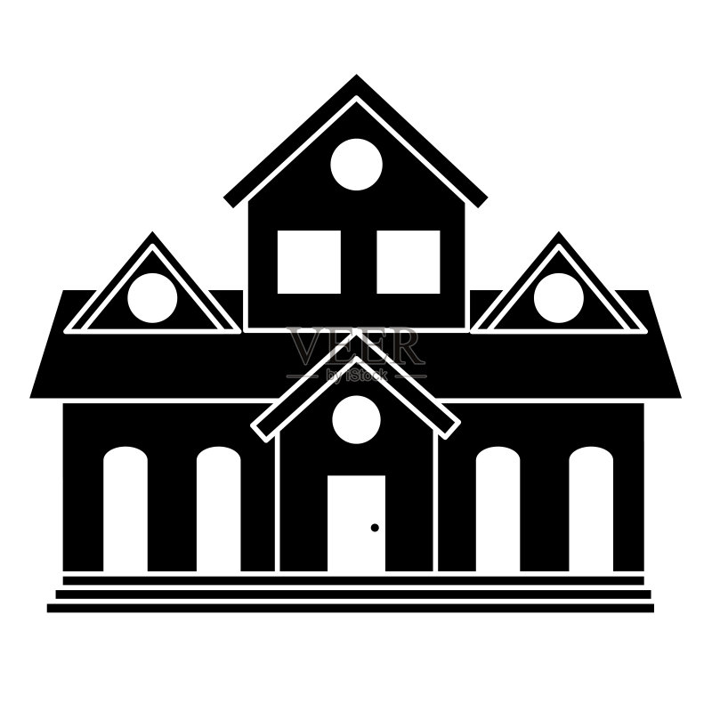 美丽的房屋建筑孤立图标图标素材
