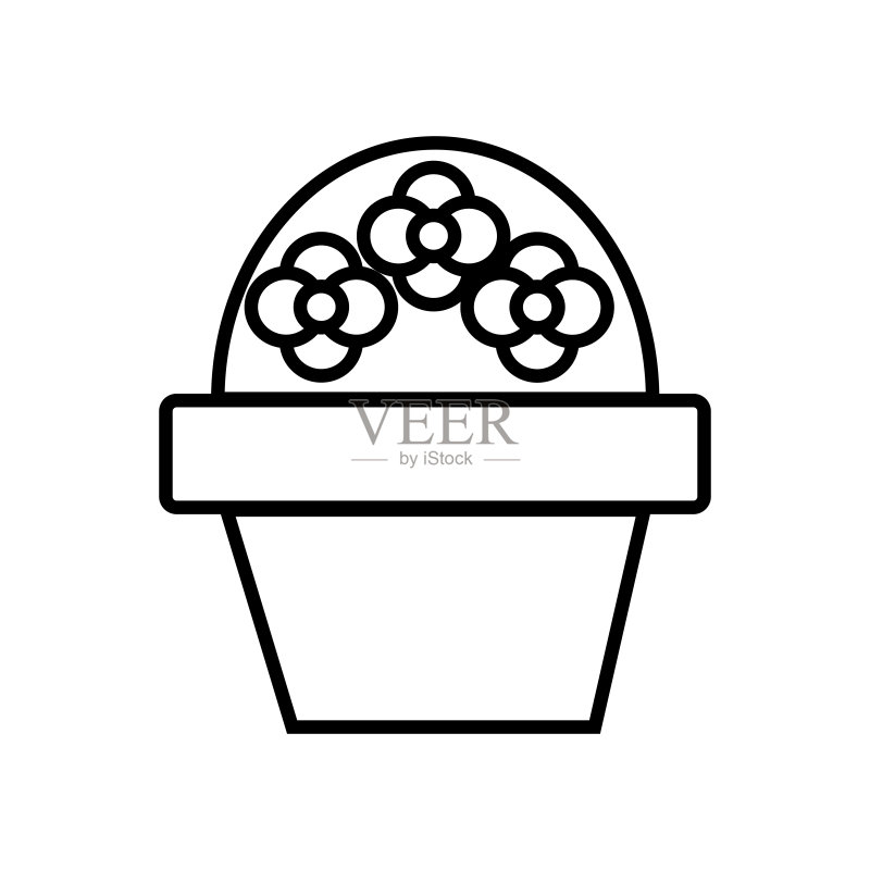 花刷锅矢量线条图标图标素材