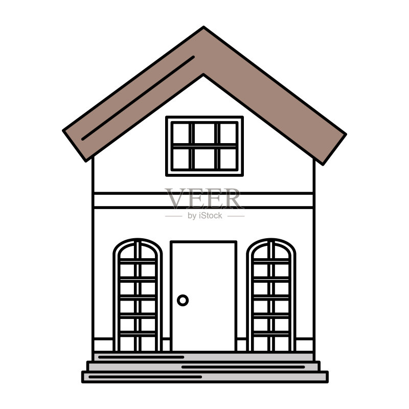 美丽的房屋建筑孤立图标图标素材