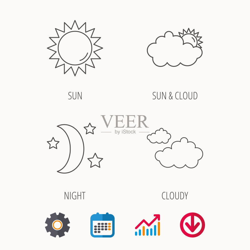 天气、太阳和多云图标图标素材