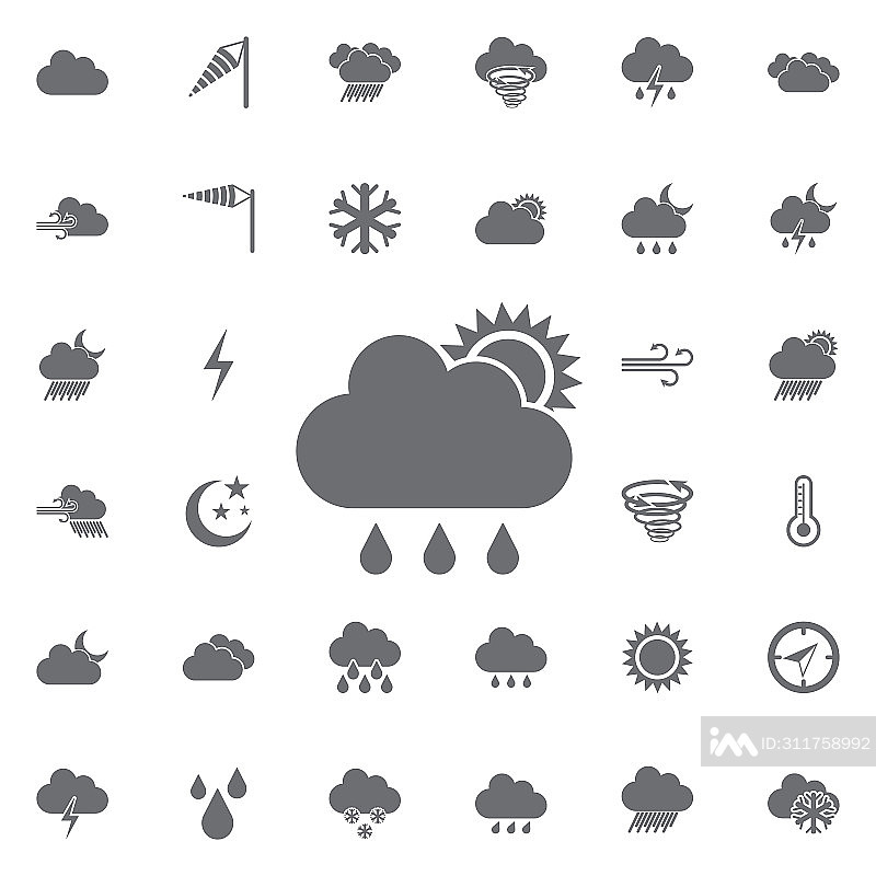 多云、有雨和晴天图标图标素材